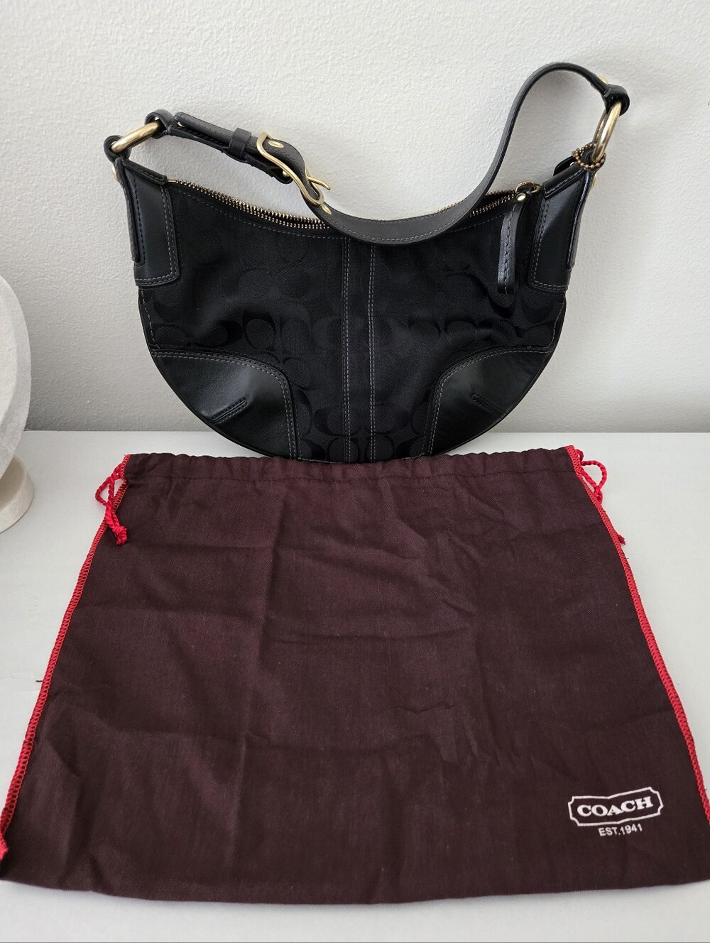 VTG Y2K 2007 Coach Hamptons Signature Jacquard Mini Hobo Bag 11371 W Dust Bag